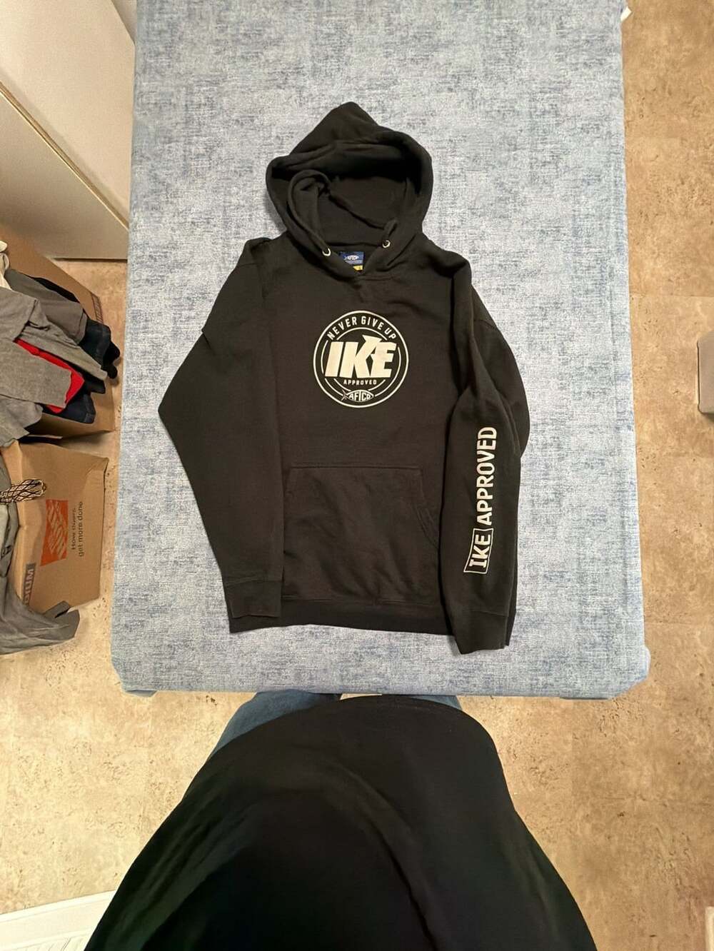 AFTCO Ike Approved Never Give Up Black Hoodie